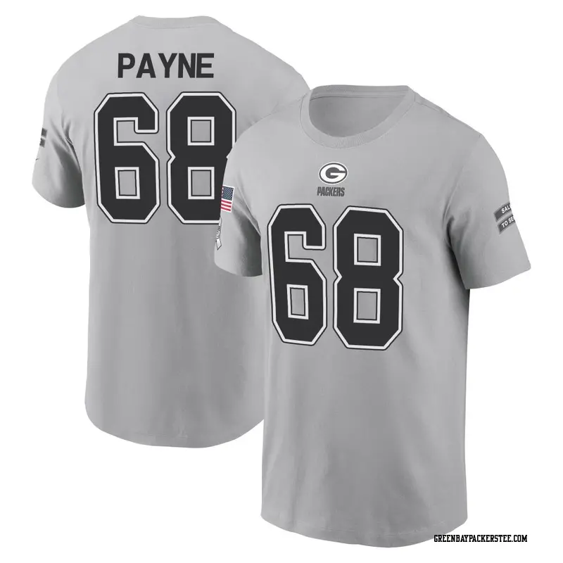 Men's Green Bay Packers ＃68 Leonard Payne Gray 2024 Salute to Service Name & Number T-Shirt