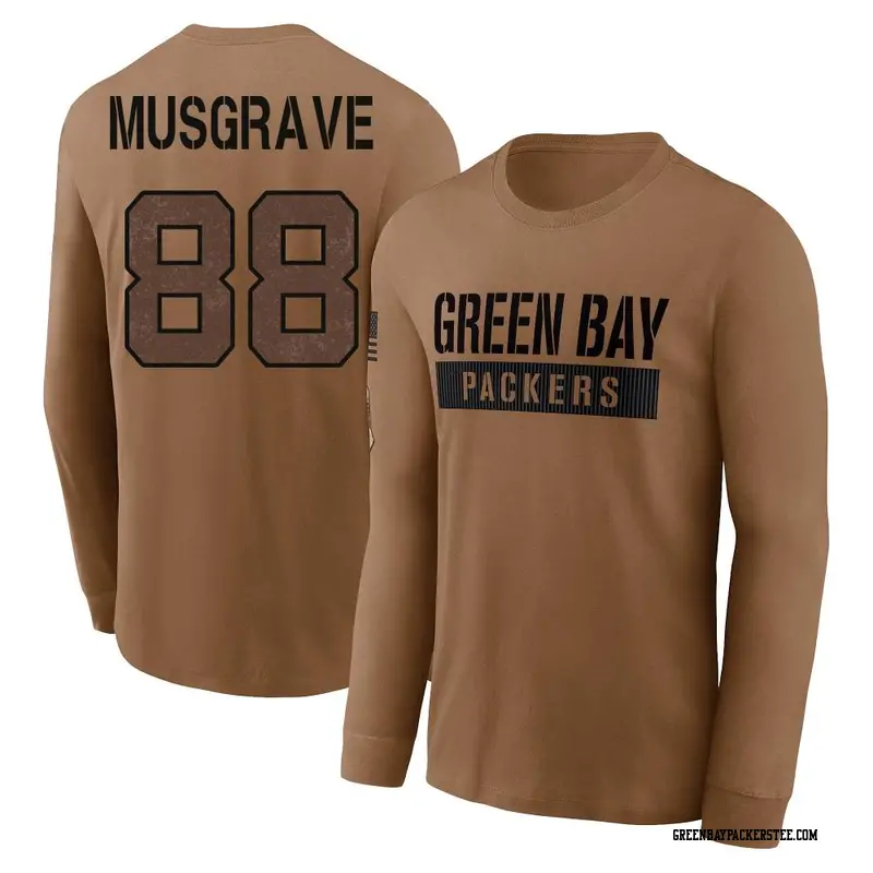 Men's Green Bay Packers ＃88 Luke Musgrave Brown 2023 Salute To Service Long Sleeve T-Shirt