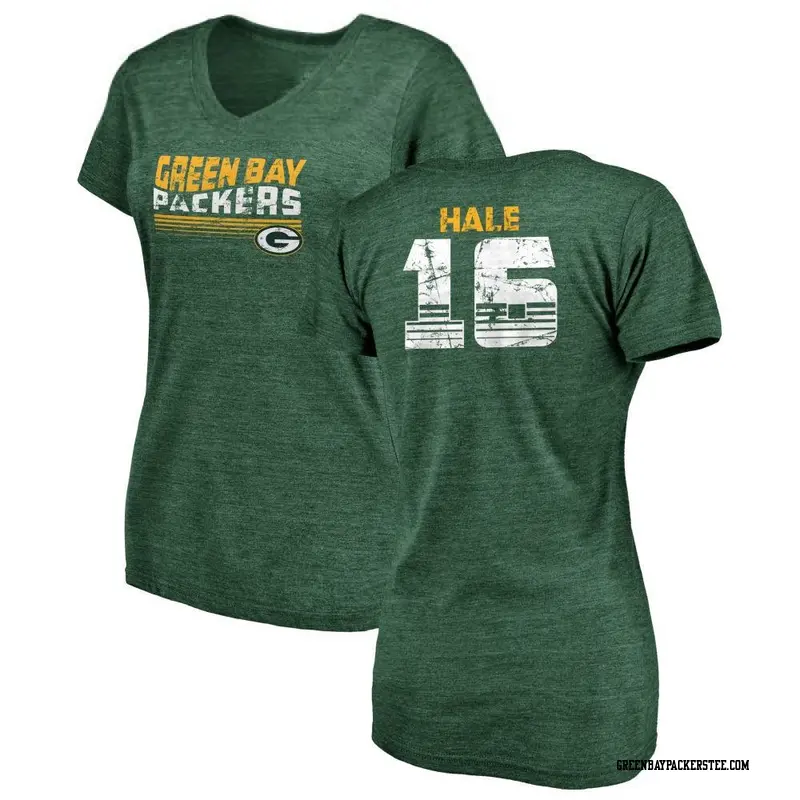 Women's Green Bay Packers ＃16 Alex Hale Green Retro V-Neck T-Shirt