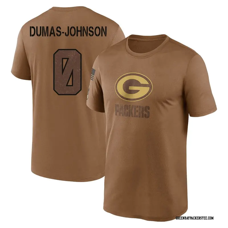 Youth Green Bay Packers ＃0 Jamon Dumas-Johnson Brown 2023 Salute To Service Performance T-Shirt